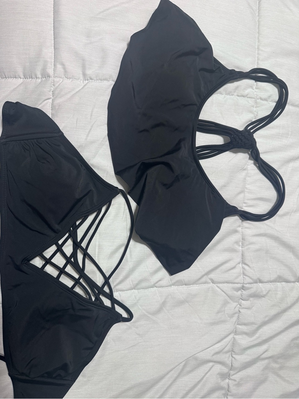 Xhilaration Black Strappy Women’s Swim Tops set of 2